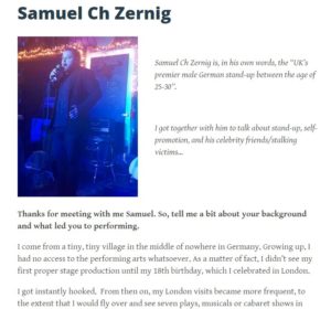Samuel Ch Zernig interview